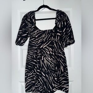 Black and White Animal Print Mini Dress
